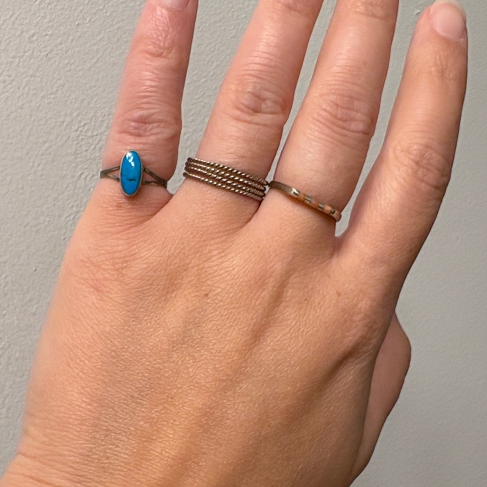 Elegant Silver and Turquoise Ring Set